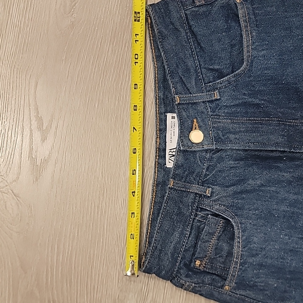 Zara Dark Blue Denim Wide Leg Jeans  NWOT - Picture 3 of 10